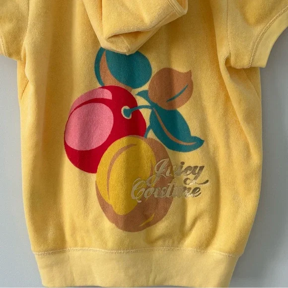 Vintage Juicy Couture Y2K Yellow Short Sleeve Track Suit Jacket XL - Picture 8 of 10